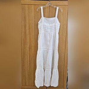 Summer Dress - Loft Women's Striped Tiered Maxi Dress Linen Blend Sleeveless